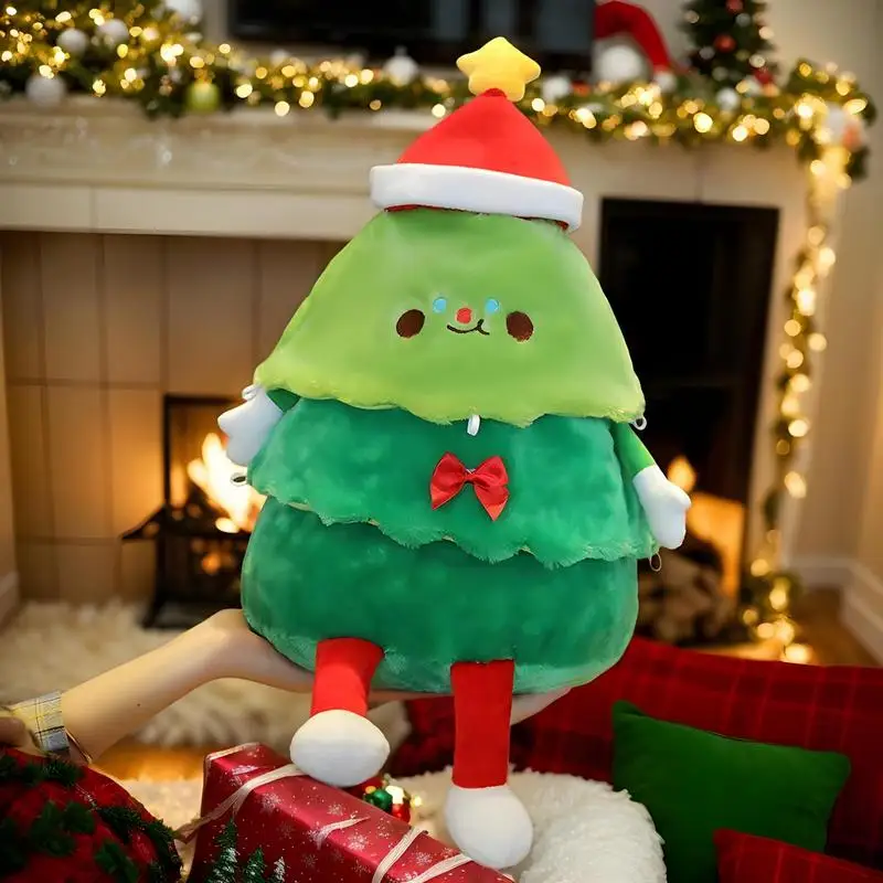 Christmas Tree Throw Pillow Musical Christmas Tree Stuffed Plush Toy With Light Up Star Tree Top Green Pine Tree Christmas