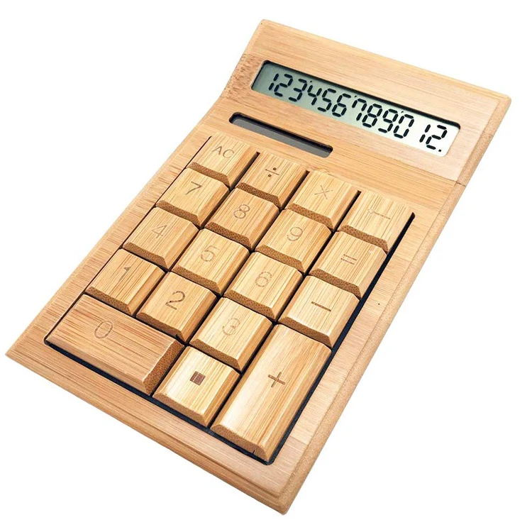 

Bamboo Wood Calculator Handheld for Daily and Basic Office Organizer