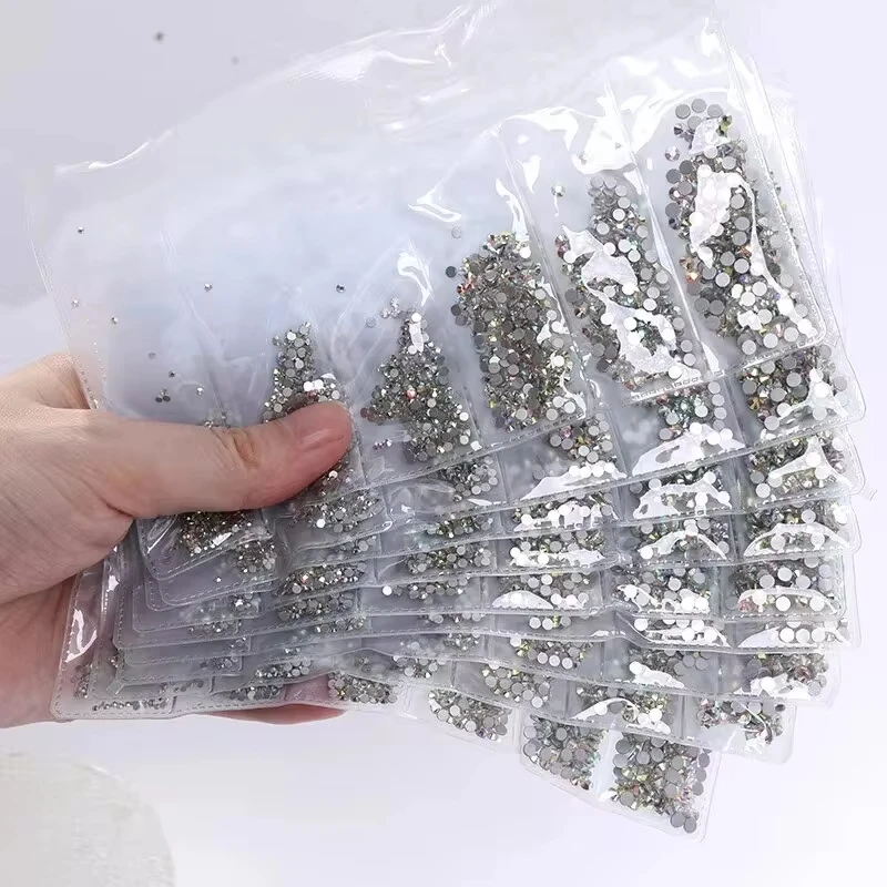 

Crystal AB Mix Size Flat Back Glass Beads Non Hotfix Rhinestones Shiny Nail Charms Decorations Supplies Crystals For DIY Crafts