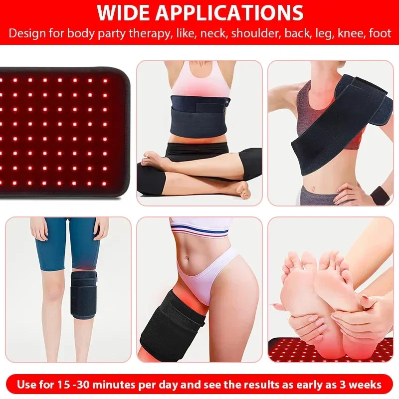 660nm 850nm Red Infrared Light Therapy Pad LED Body Health Care for Body Back Knee Hands Feet Relief Heating Wrap Pad Face Care