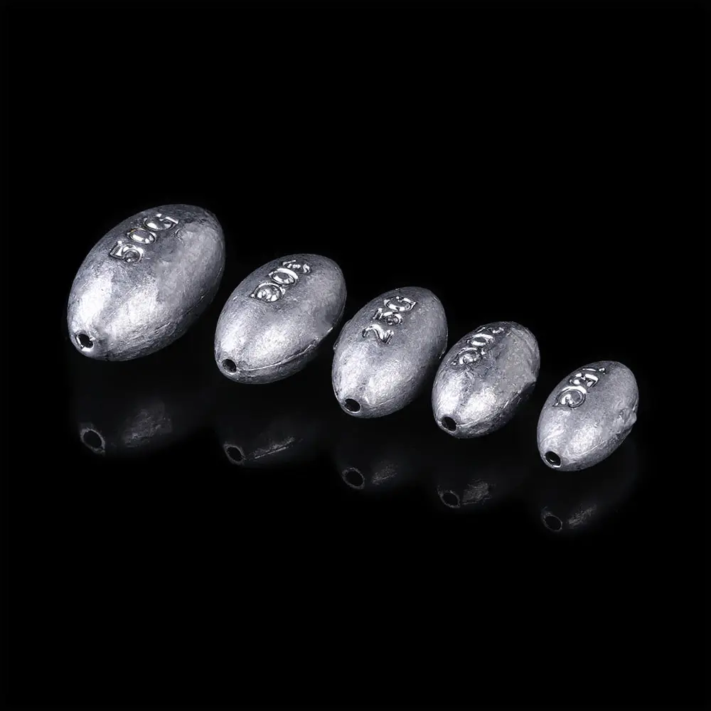 5PCS 1/2/3/4/5/10/15/20/25/30/40/50/60/70g Fishing Lead Olive Shaped Sinkers Hollow Lure Lead Weights Fishing Tackle