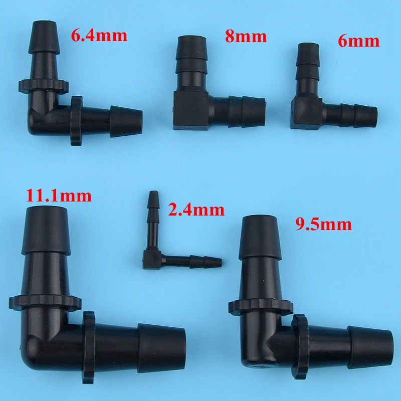 2.4~11.1mm Black PP Equal Diameter Elbow Connectors 5~200 Pcs Aquarium Fish Tank Pagoda Joints Garden Irrigation Hose 90° Elbow