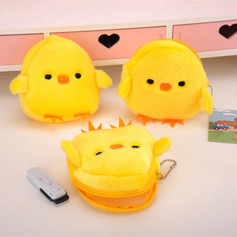 Bambini Kawaii cartone animato giallo pulcino peluche portafoglio cartone animato portamonete portamonete portamonete carino con portachiavi regalo per bambini