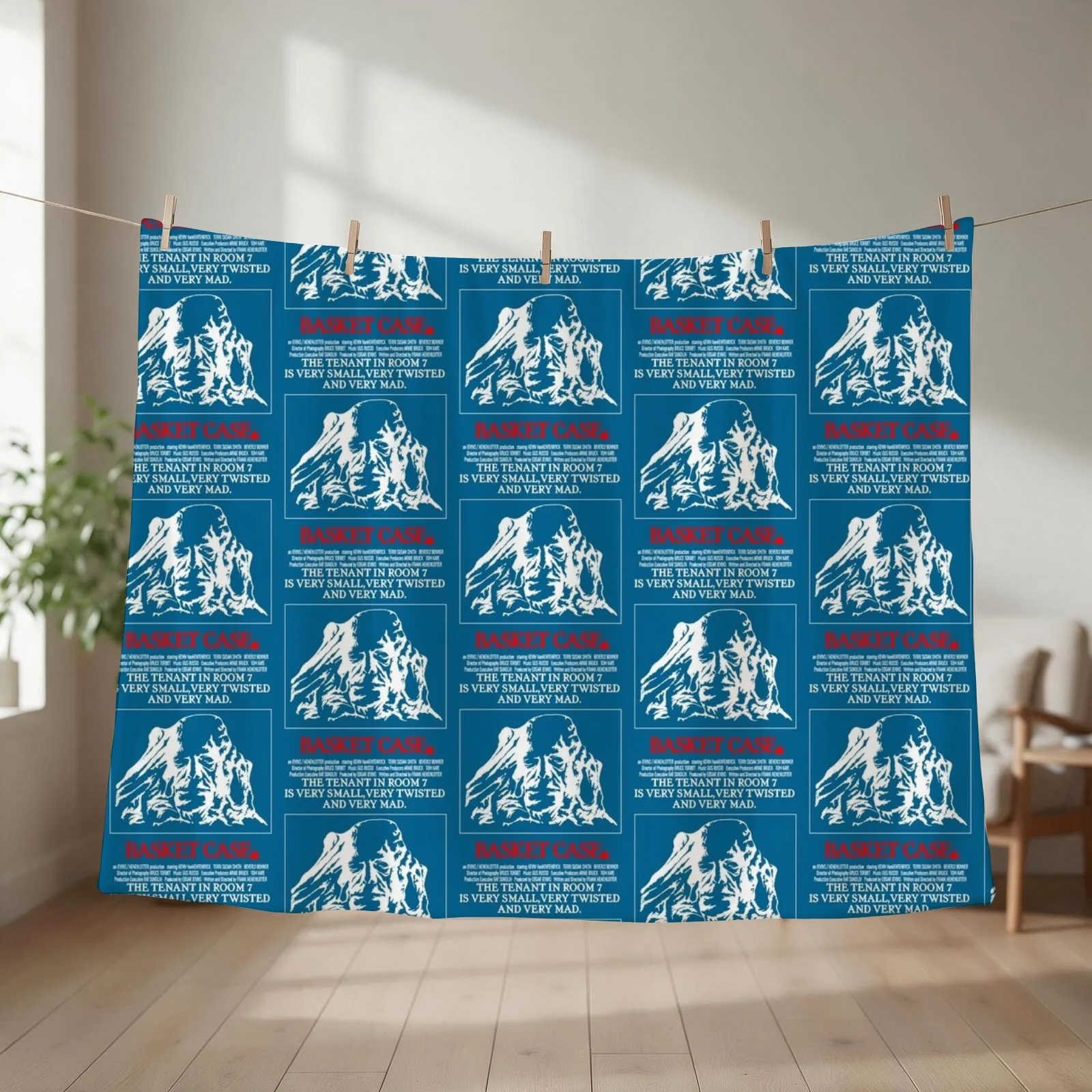 Basket Case Halloween Horror monster movie Slasher Thriller with many sensational situations Franken Throw Blanket