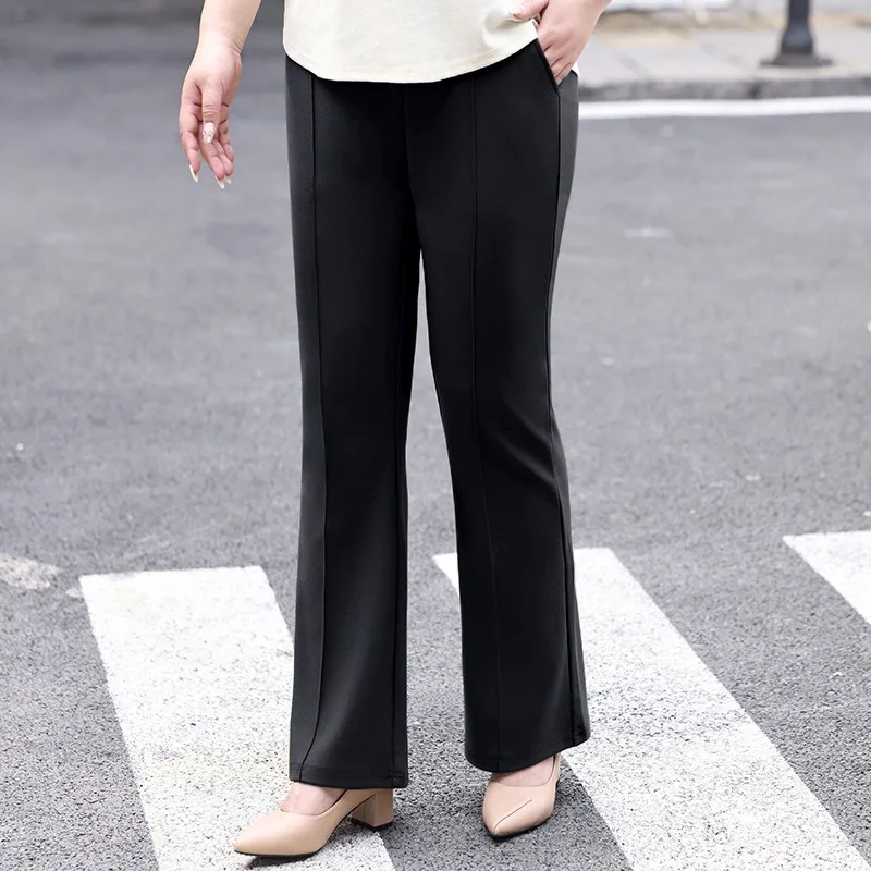 Bell Bottom Flare Pants Women Spring Summer Wide Legs Female High Waist Stretched Plus Size 5XL 6XL Formal Office Lady Trousers