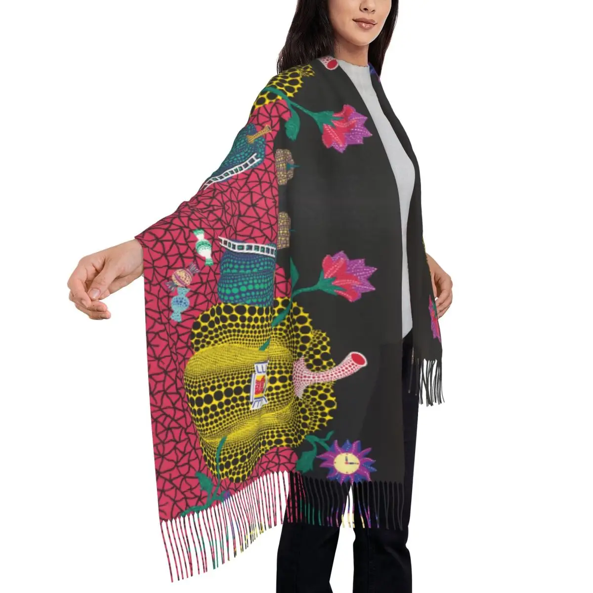 Custom Printed Yayoi Kusama Abstract Painting Scarf Men Women Winter Fall Warm Scarves Shawls Wraps