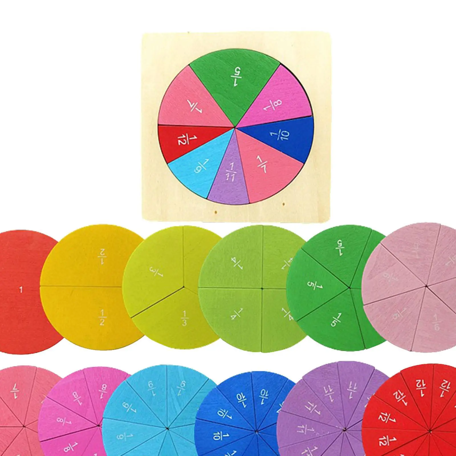 Fraction Circles, Math Learning Toys, Teaching Material, Color Cognition for Age
