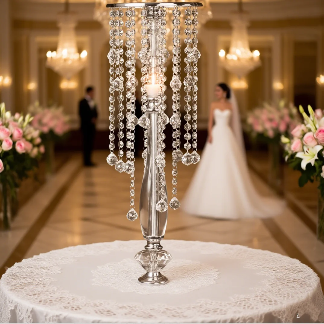 8 Uds.) 50cm a 100cm) columna alta de Metal dorado, soportes para jarrón de flores acrílicas redondas, candelabro de boda, centros de mesa para fiesta de boda, diciembre