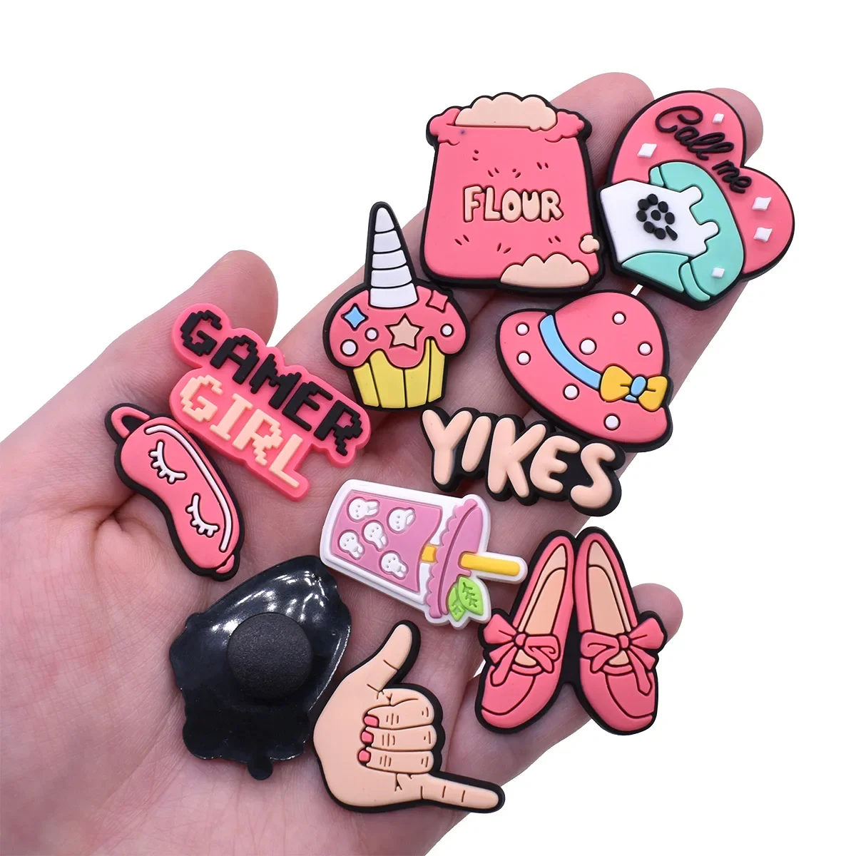 Cute Pink Shoe Charms Decoration for Crocs Pin Accessories Charms Bracelet Wristband DIY Shoe Women Party Gifts