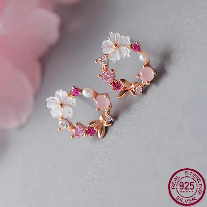 

Новое серебро S925, сладкий темперамент, ракушка, цветок, красочный цветок, кольцо, супер фея, серьги, свадебные украшения