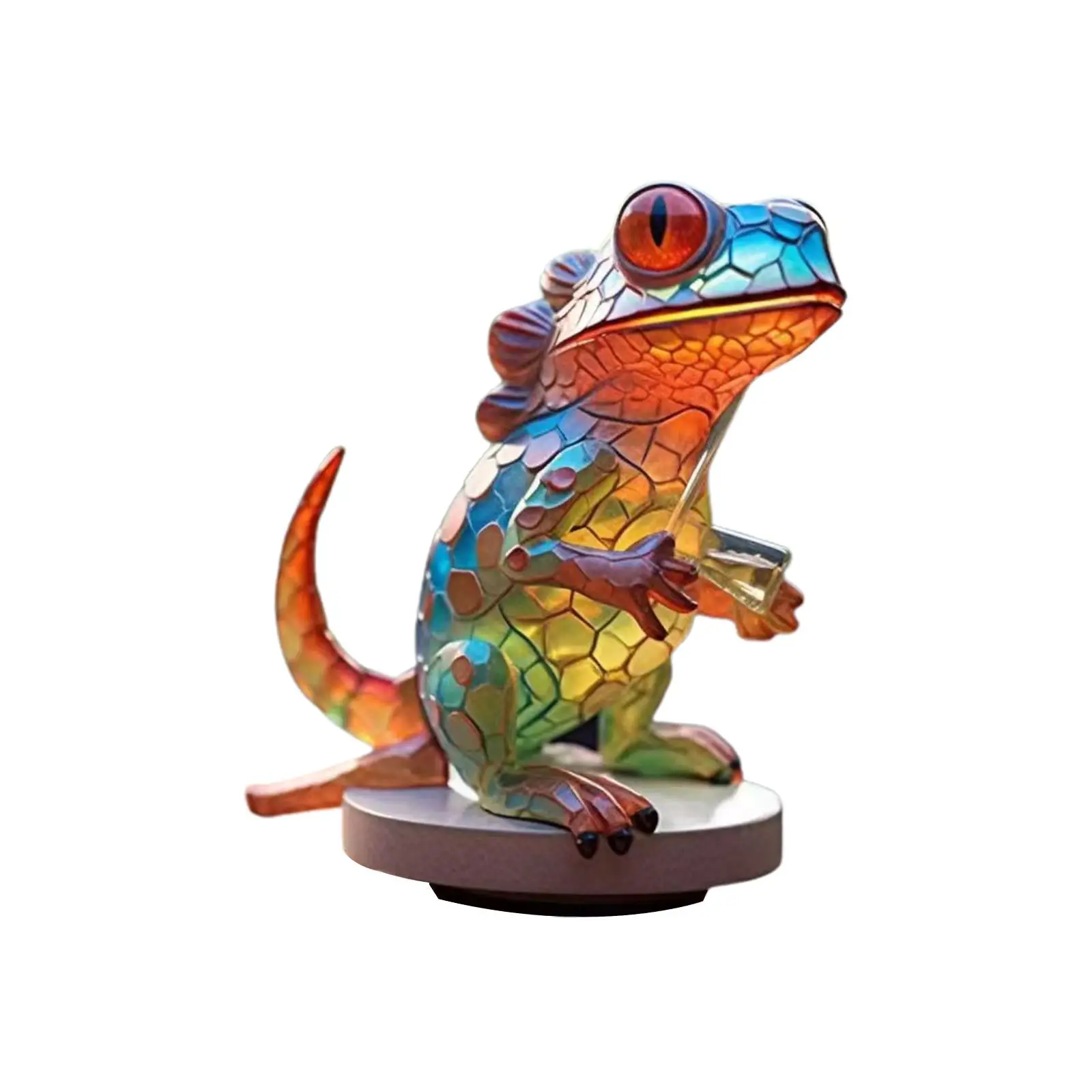 Metal Art Statue Animal Sculpture with Base Collectible Animal Ornament Colorful