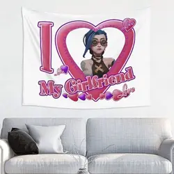 I Love My Girlfriend Jinx Anime Tapestry Wall Hanging Hippie Tapestry Arcane Game Boho Blanket Room Home Decor Wall Cloth