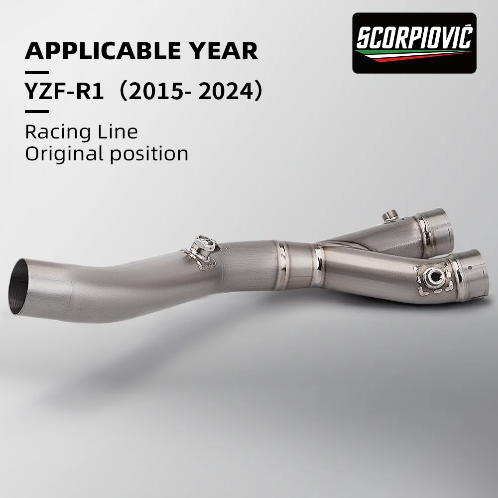 Titanium Middle Pipe Exhaust System For YZF R1 2015-2023 Performance Mid Link Tube Racing Header Slip On