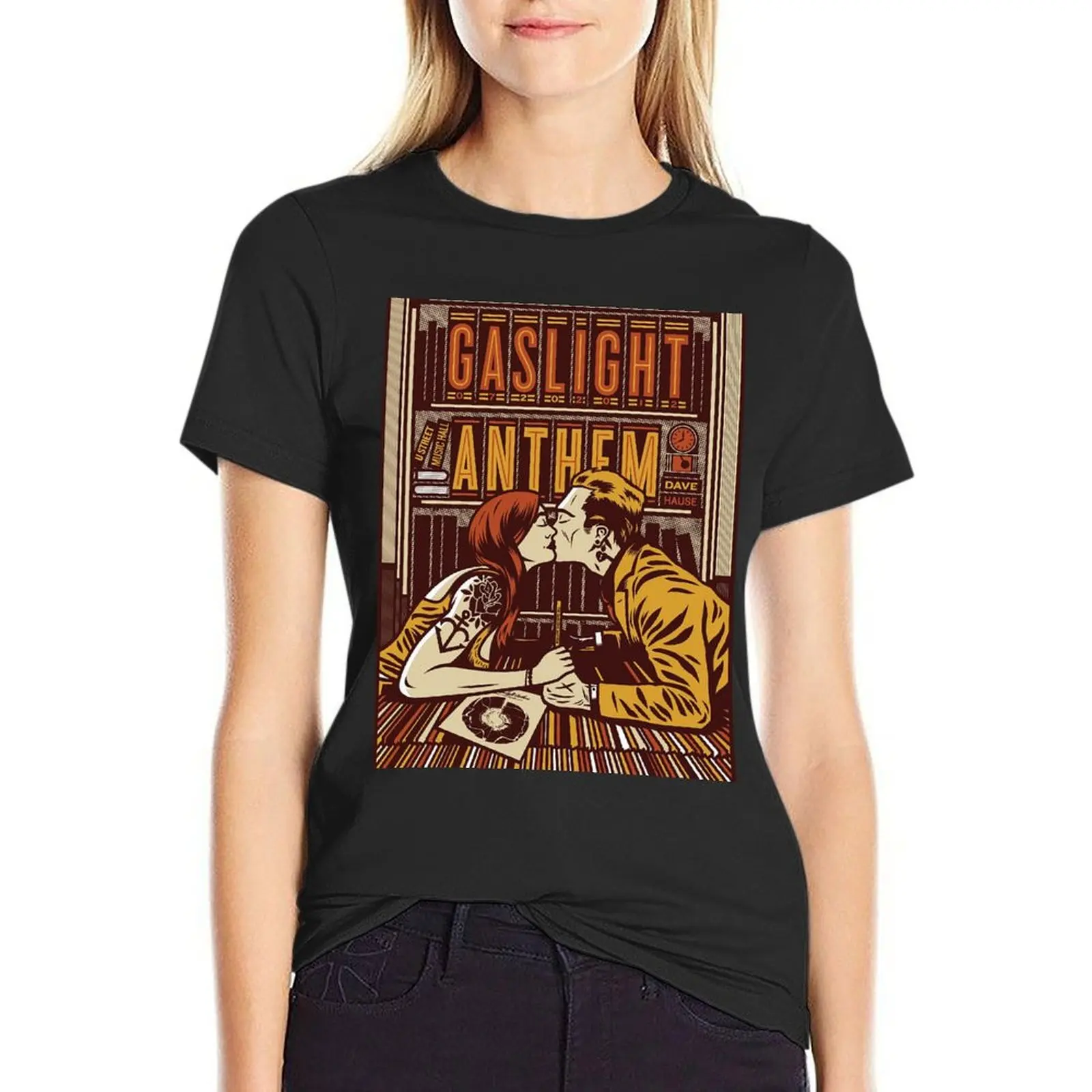 

the gaslight anthem T-Shirt hippie clothes plus size tops Short sleeve tee sports fans plus size t shirts for Women loose fit