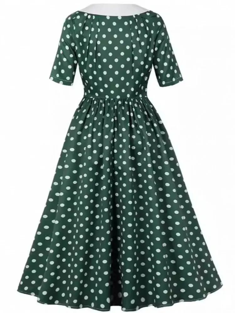 Women Summer Pin Up Casual Party Dress 2024 Short Sleeve Retro Robe 60s 50s Vintage Rockabilly 1960s 1950s Swing Dress Vestidos