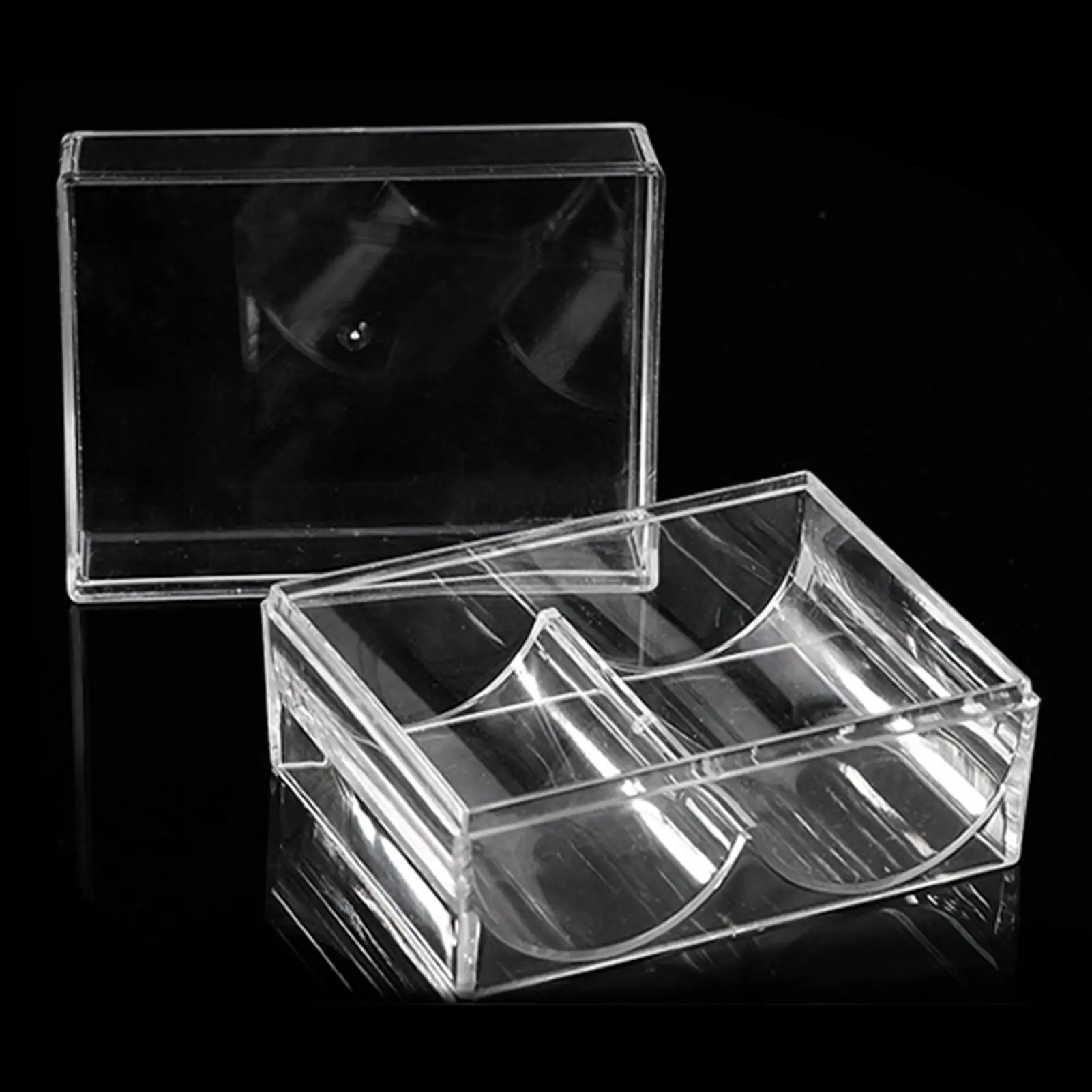 Acrylic Poker Chip Storage Box 2 Slots Clear Poker Chip Carrier Holds 40 Standard-sized Chips Plastic Card Room Tokens