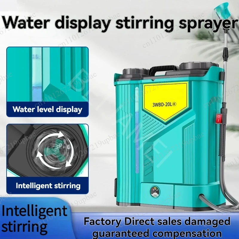20L Lithium Electric Backpack Sprayer Built-in Stirring Function Water Level Display Garden Pesticide Disinfection Spray Machine