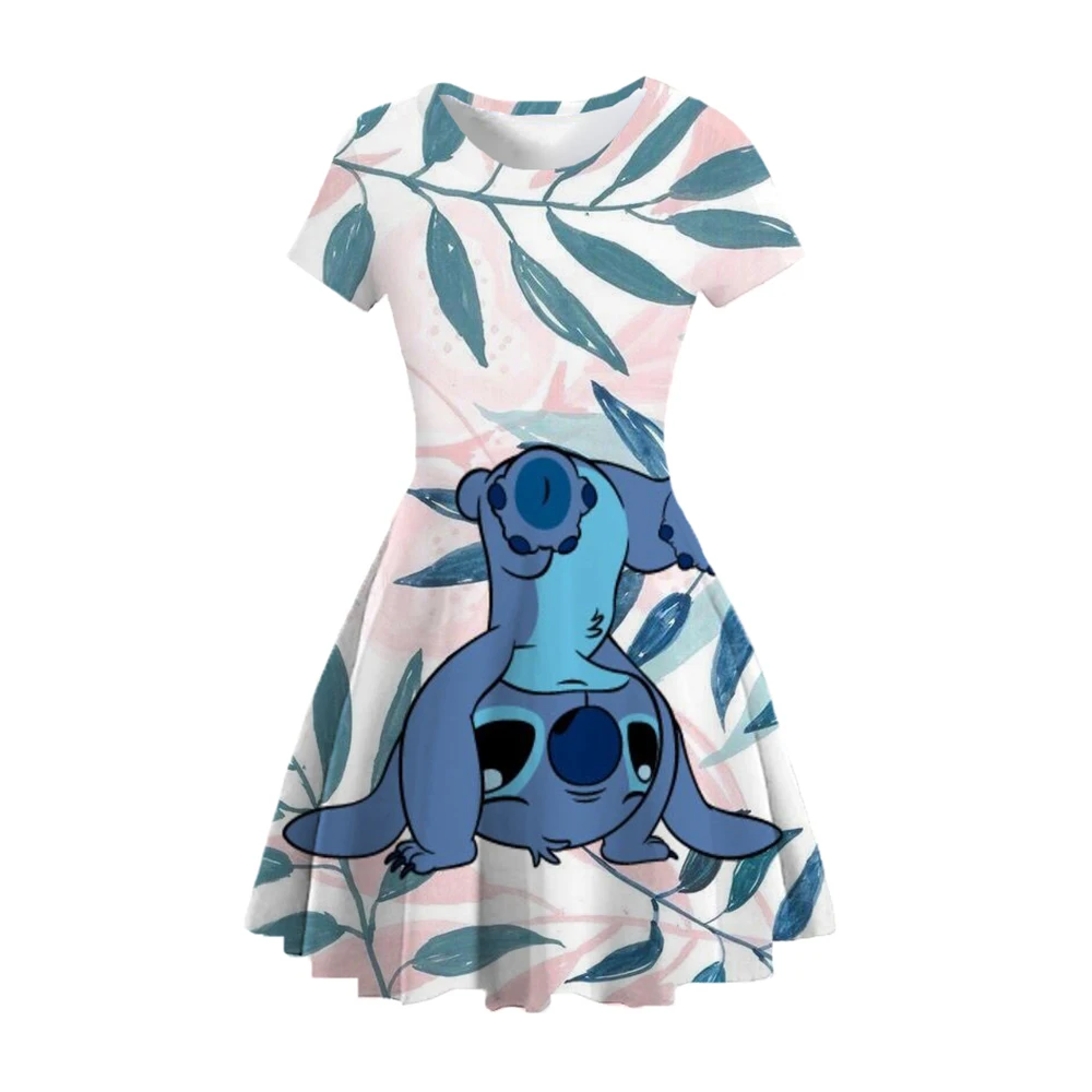 2024 Summer Fashion Cute Princess Dress 3D Printed Clothing Disney Sewn Children\'s Dress Round Neck Short Sleeve Princess Dress