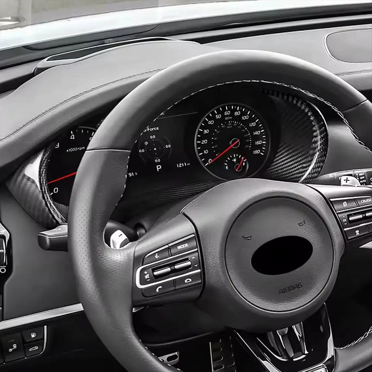 Compatible Dry Carbon Fiber Car Steering Wheel Speedometer Frame Interior Trim for Stinger 2018 2019 2020-2023 LHD