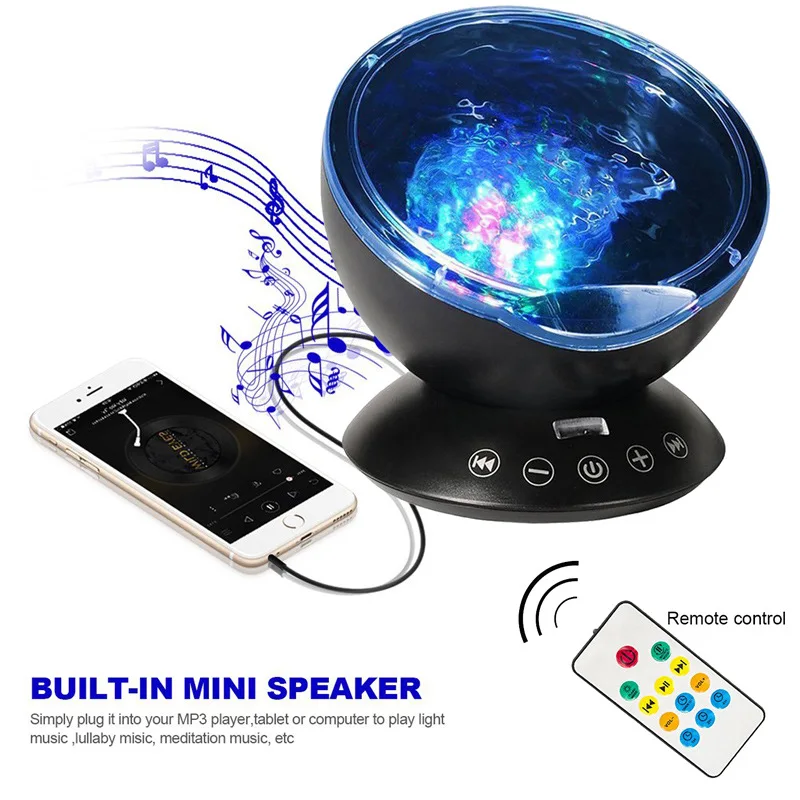 

New and Unique Creative Children's Home Gift Upgrade Remote Control Ocean Projection Light Bedroom Audio Starry Sky Projection