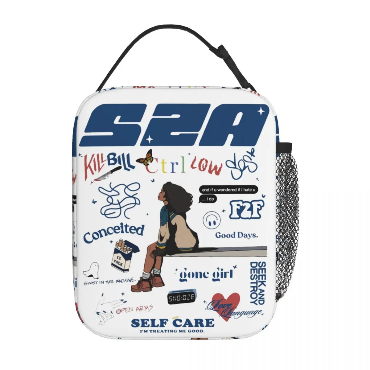 

SZA SOS Insulated Lunch Bags Portable Lunch Container Cooler Bag Lunch Box Tote College Picnic Men Women