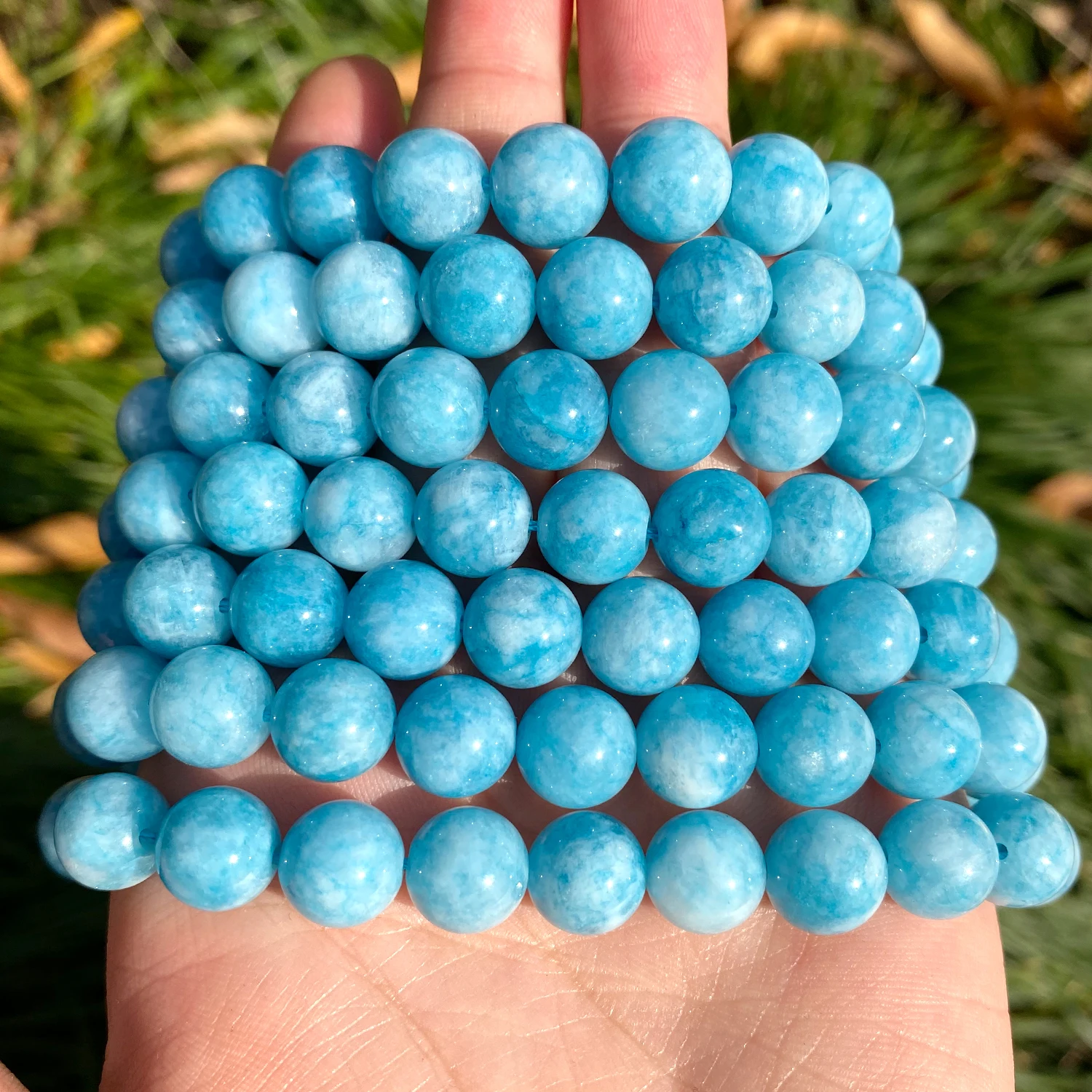 Natural Blue Chalcedony Jades Stone Beads For Jewelry Making Round Spacer Beads Diy Bracelet Accessories 4 6 8 10 12mm 15 Inches