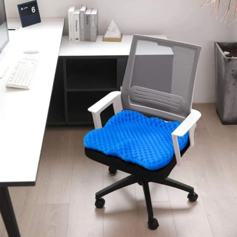Cooling Gel Seat Cushion, Thickened Big Breathable Honeycomb Design Absorbs Pressure Points Gel Cushion with Anti-Slip Cover Co