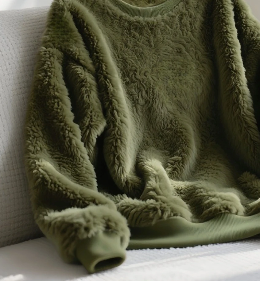 

Осенний меховой теплый свитер женский с круглым вырезом с длинными рукавами и эластичной резинкой на талии однотонный топ свободный повседневный базовый толстый длинный пуловер