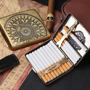 Metal Cigarette Case Box Vintage Cigarette Case Portable Storage Box Tobacco Storage Tank Retro Anti-Pressure Moist-Proof Tank
