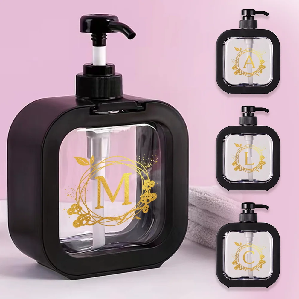 

Press Type Lotion Bottle Detachable Soap Dispenser Large Capacity Refillable Lotion Bottles For Home House Wreath Letter Pattern