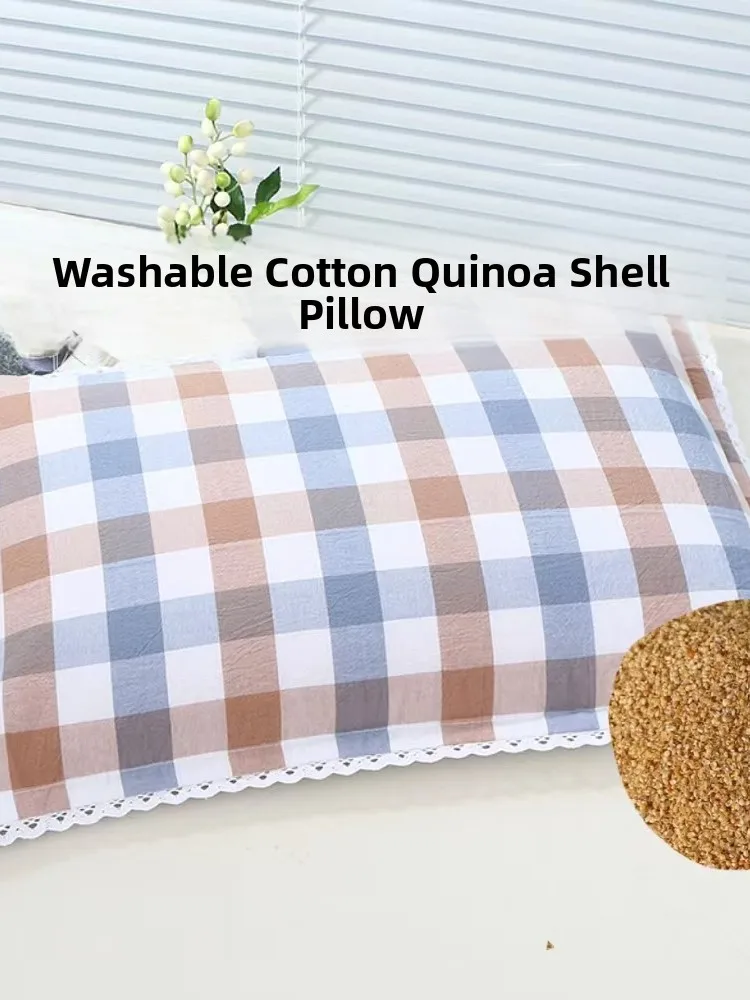 

Pillow Washed Cotton Grain Filling Neck Support Sleep Aid Breathable Pillow Core for Adults And Students