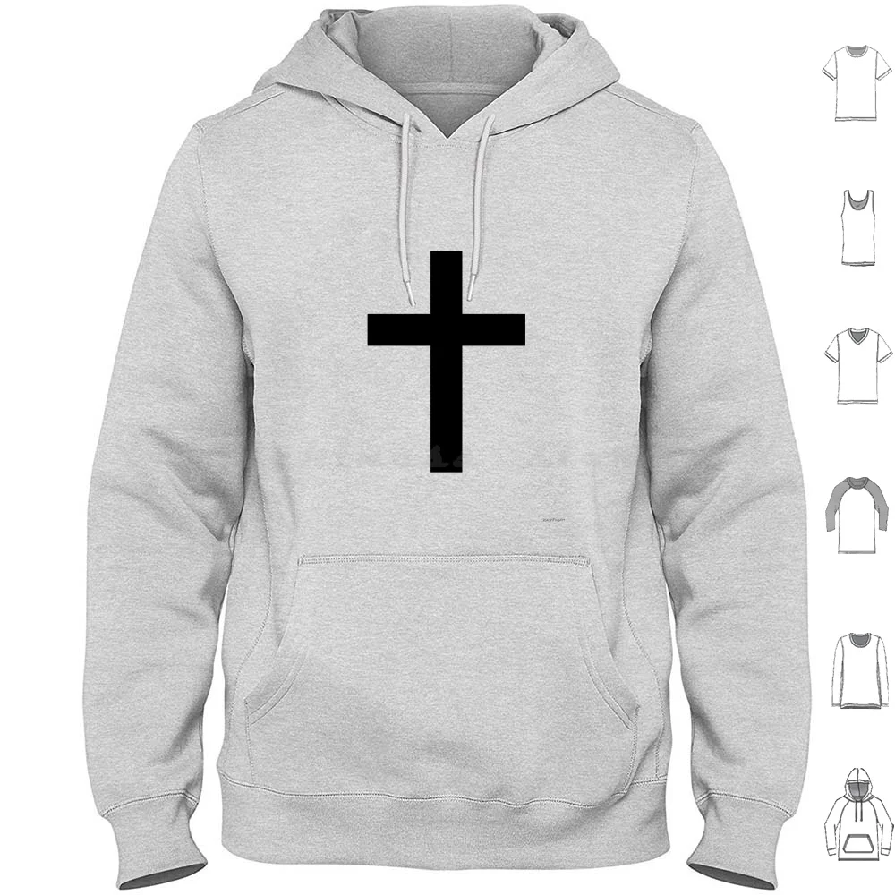 Christian Cross Or Latin Cross Hoodies Long Sleeve Cross Religion Symbol Christian Catholic Crucifix Faith Shape Sign