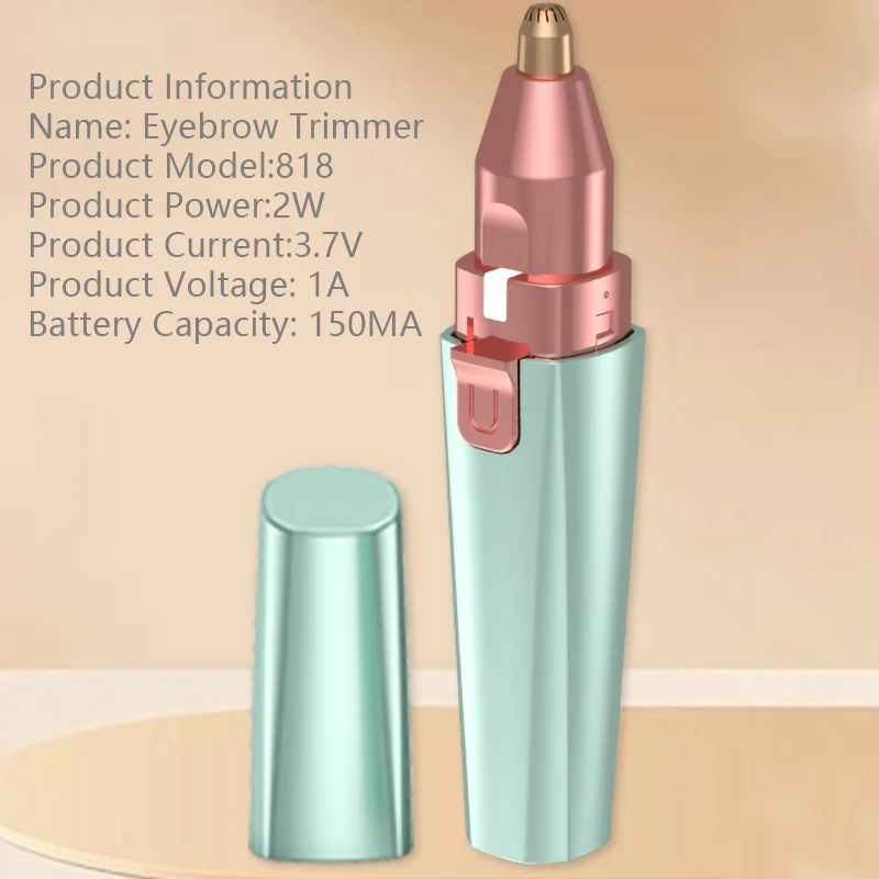 2 IN 1 Electric Epilator Eyebrow Trimmer Portable Women's Body Facial Lip Epilator Hair Removal Shaver Mini Eyebrow Trimmer