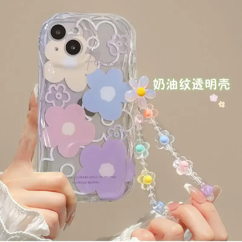 Case For OPPO A79 A78 A58 A38 A18 Reno 11 8Z 7Z 8T 8 7 6 5 4 Pro F11 F9 R15 Pro R17 Find X3 Lite F21 Pro Flower Chain Cover image 2