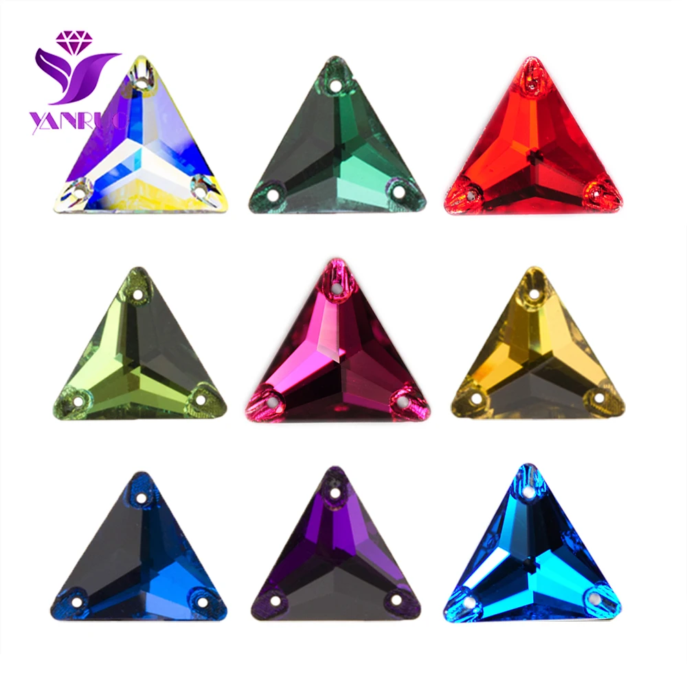 YANRUO 3270 Triangle All Color Sew On Stones Glass Crystals Needlework Rhinestones Leotard Clothes Gems Stones For Clothing