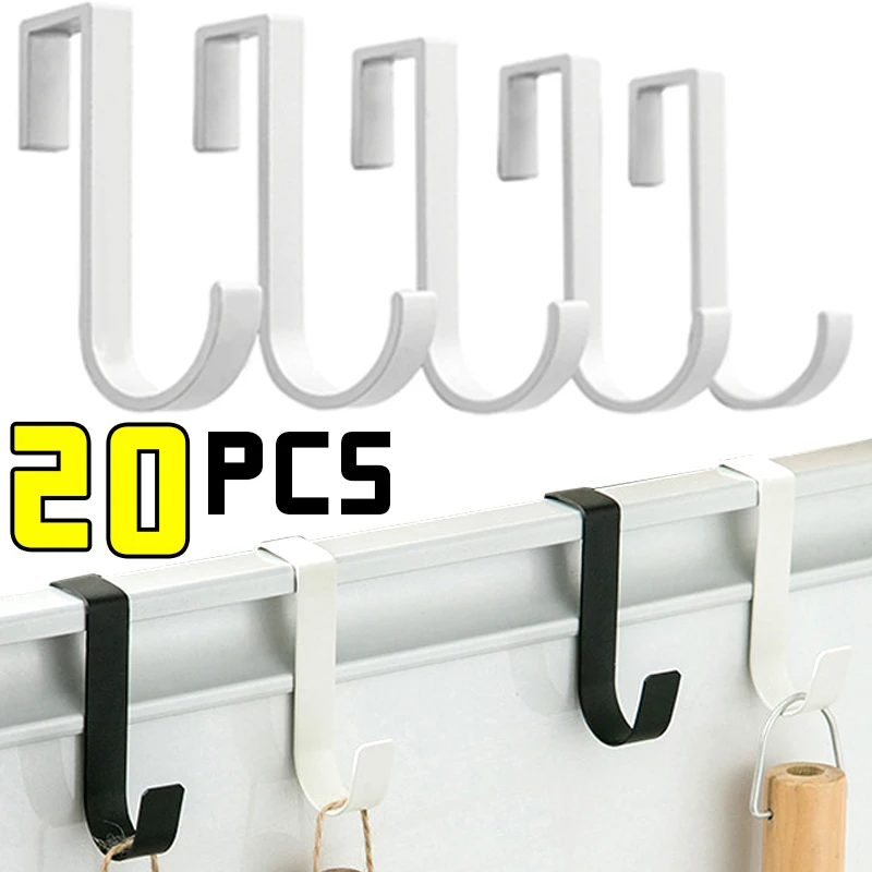 1/20Pcs Cupboard Rack Door Cabinet Hanger Hook Back Anti-Rust Towel Clothes Coat Bags Sundries Metal Hanger Bathroom Accessories