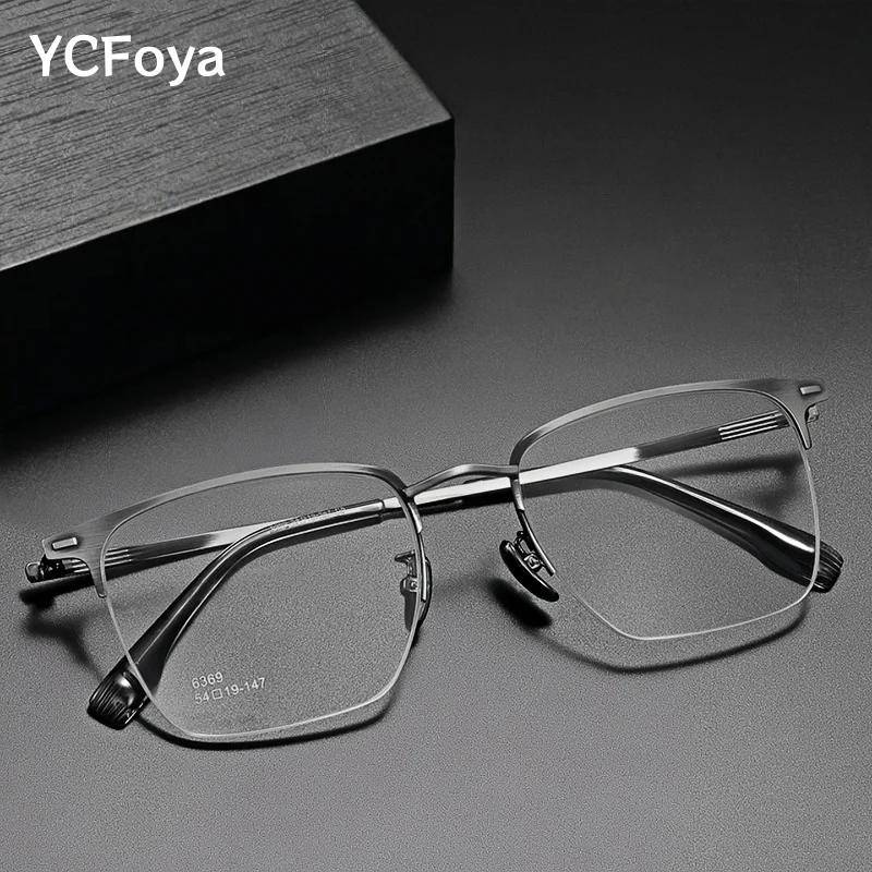 

Men Fashion Business Luxury Big Face Eyewear Alloy Ultralight Comfortable Retro Optical Prescription Half-Frame Eyeglasses 6369