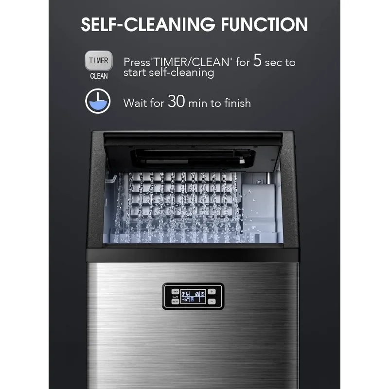 V2.0 Commercial Ice Maker,100 lbs,2-Way Add Water,Under Counter Ice Maker Self Cleaning,Ice Machine with 24 Hour Timer
