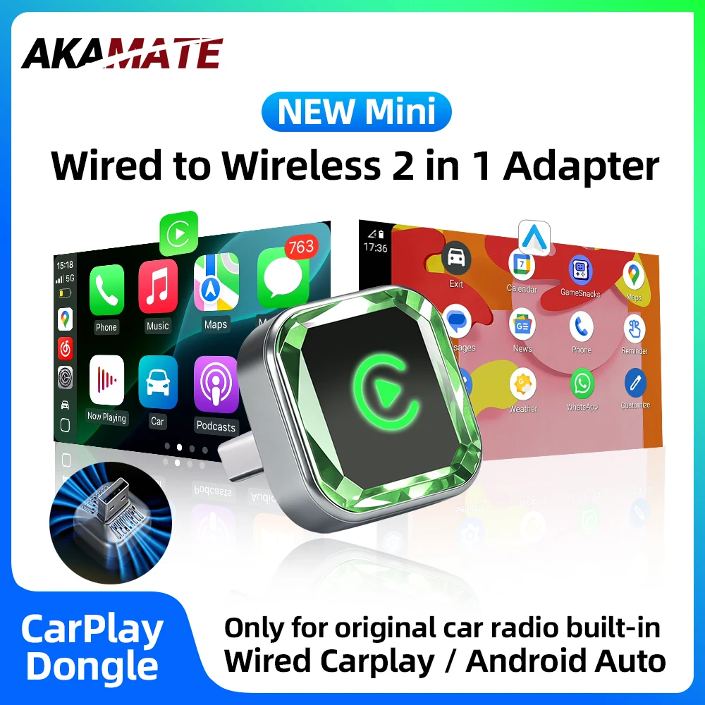 Wireless CarPlay Android Auto 2in1 Wired to Wireless Plug Play USB Type-C Bluetooth WiFi Adapter for VW Audi Volvo Toyota Kia