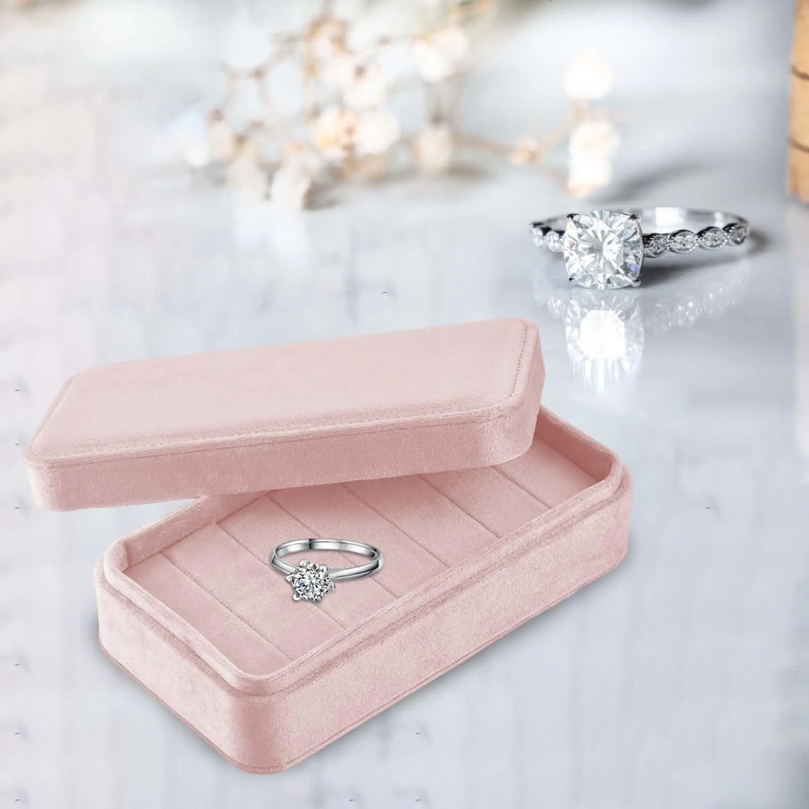 Rings Display Tray Storage Case with Lid Dustproof Earrings Jewelry Box for Women Girls Multiple Rings Drawer Studs Earring