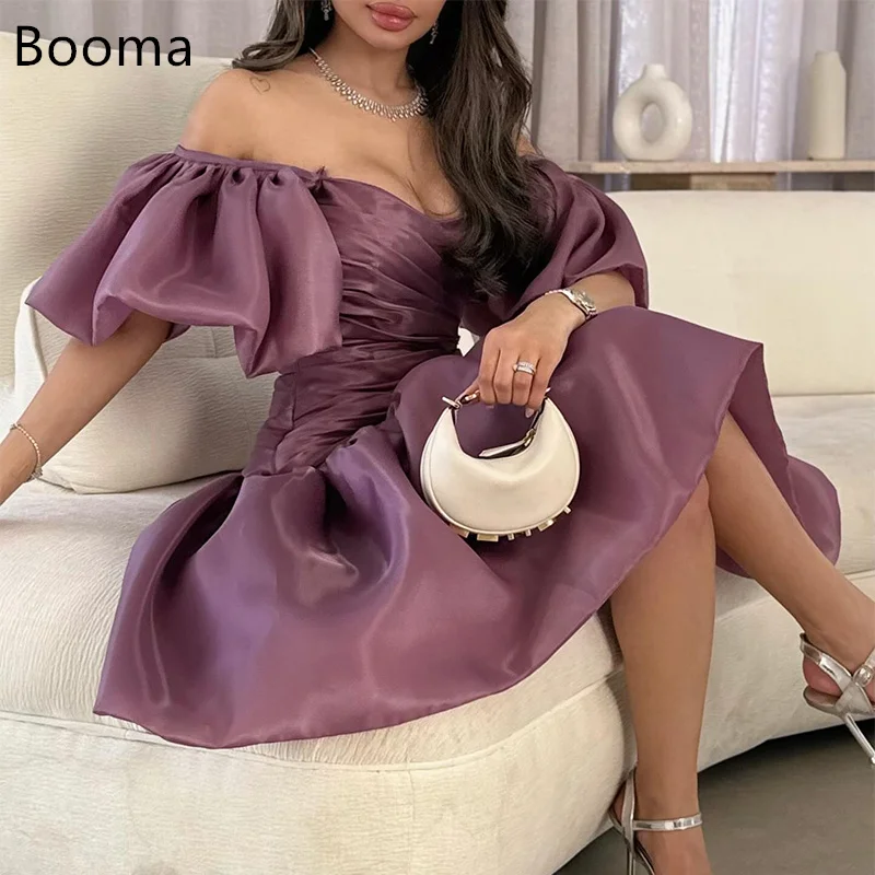 

Booma A-Line Off The Shoulder Evening Dresses Formal Party Gowns for Women Knee-Length Pleat Elegant Prom Gown Customize 2025