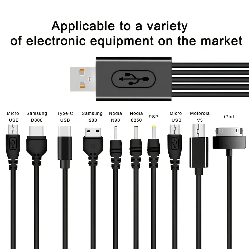 

USB 10 In 1 Data Cable Multifunctional Mobile Phone Charging Cable Type C Power Cord for iPhone Samsung Card Reader Huawei