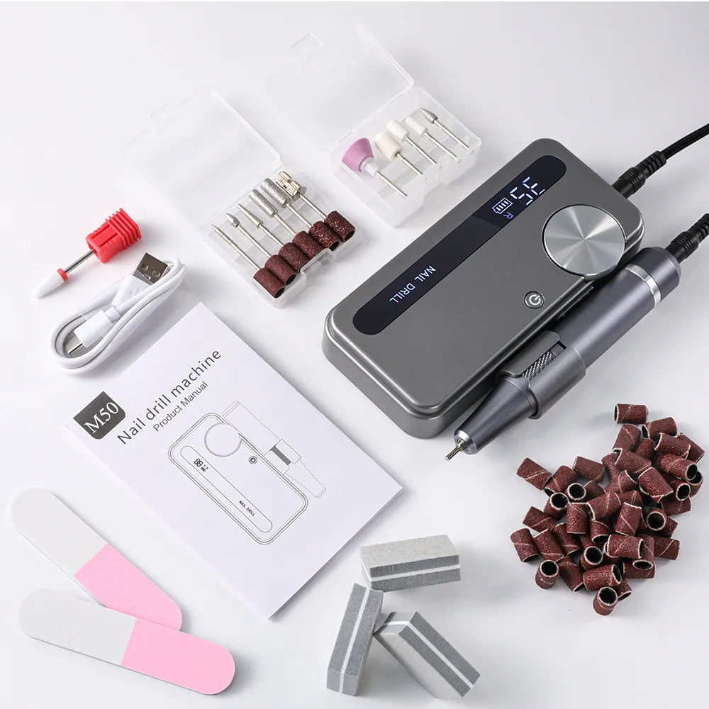 Draagbare Oplaadbare Nagelpolijstmachine voor Nagelsalons met Batterij Lage Trillingen Geluidsarme Apparatuur 35000 RPM Gel Nagelschuurmachine