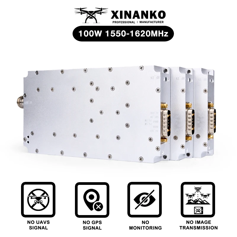 

100 Вт 1550-1620 МГц 1,5G GPS Модуль Air-fly GaN Защита VCO Источник сигнала Защита БПЛА C-UAS Система FPV Передача против изображений
