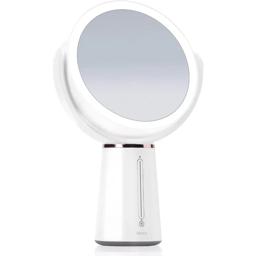 

LED Lighted Magnifying Makeup Mirror with Double-Sided 1x/ 10x Magnification, Rechargeable and Adjustable Brightness, Large