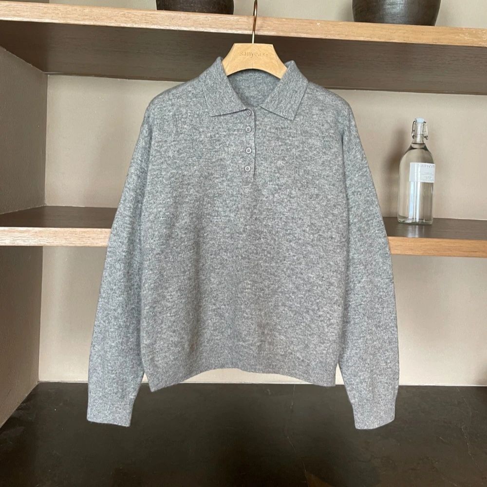 

Minimalist Lapel Lapel Wool Top Women Pullover