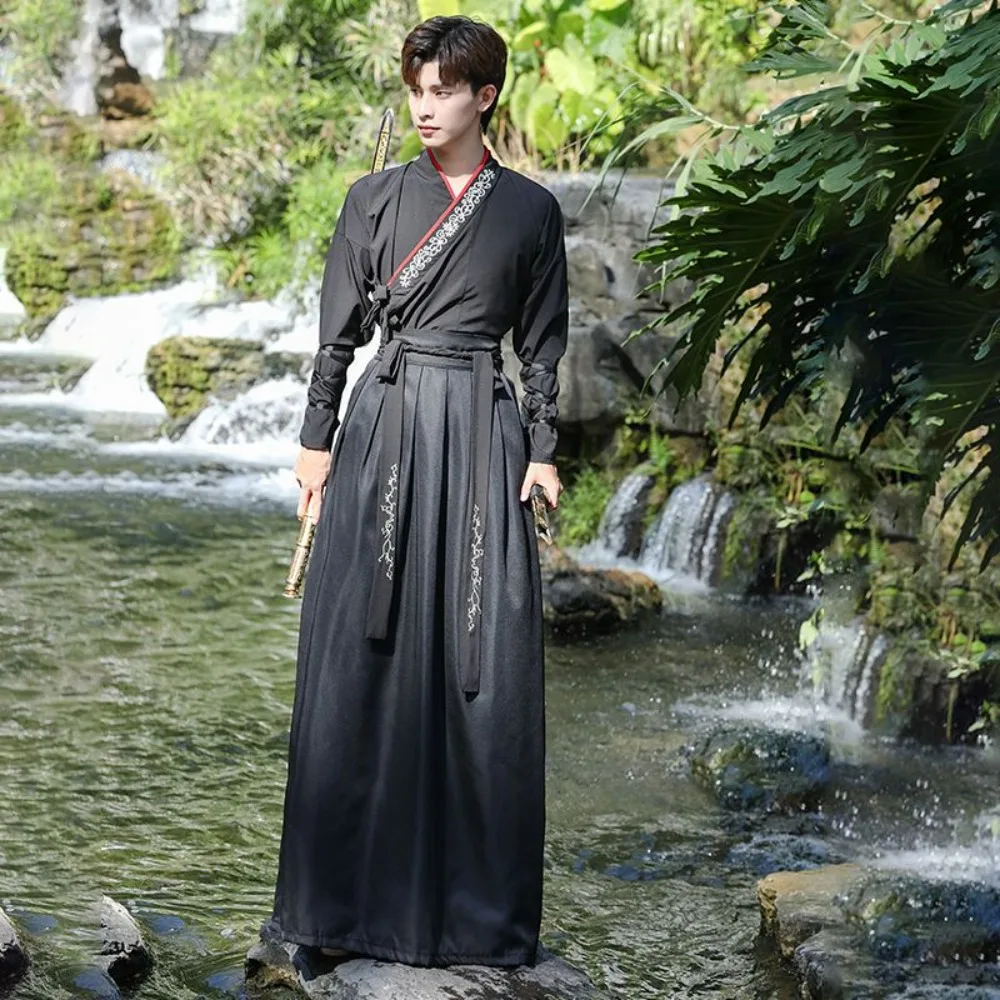 Men's Hanfu, Martial Arts Style Student Class Uniform, Swordsman Scholar Costume, Elegant Dark Fairy Chinese Ancient Outfit