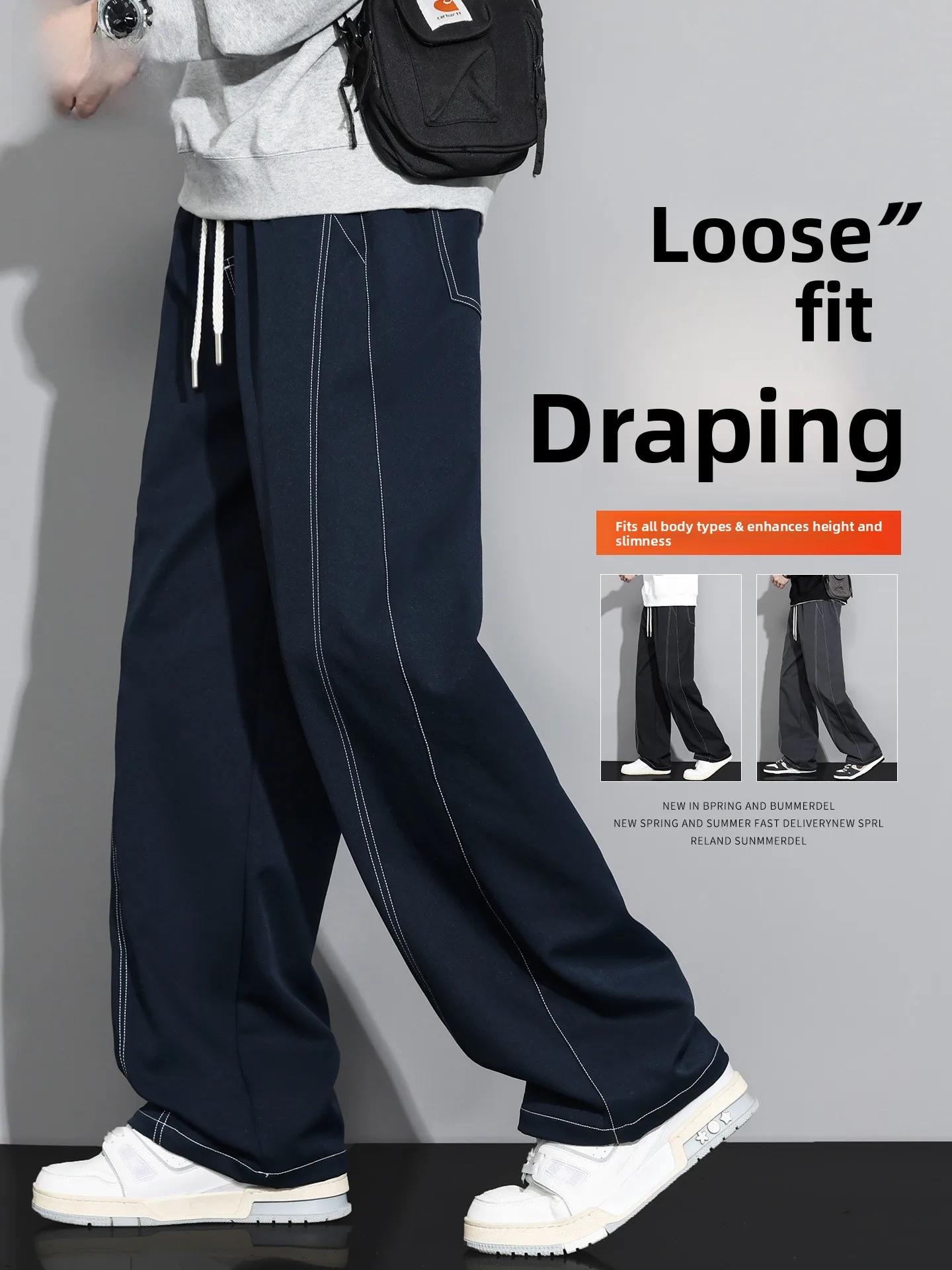 

Men's Spring Autumn Loose Straight Leg Casual Pants 2025 New Sle plus Size Drapey Comfortable Faionable Youthful