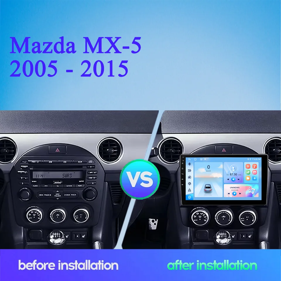 Android 14 For Mazda MX-5 MX5 2005 - 2015 Auto Radio Stereo Multimedia Video Player GPS Navigation Monitor 4G Lte WiFi Carplay