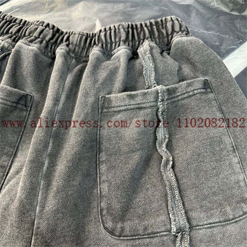 Heavy Fabric Thug Club Embroidered Washed Old Shorts Men Women High Street Splicing Drawstring Shorts Streetwear